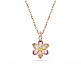 【SWAROVSKI 施華洛世奇】Idyllia 鏈墜 混合式切割 花朵 漸層色 鍍玫瑰金色(情人節禮物)