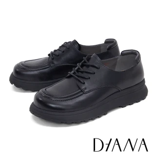 【DIANA】舒適百搭真皮厚底牛津鞋(黑色)