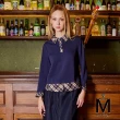 【MYVEGA 麥雪爾】MA假兩件式素色拼接格紋長袖上衣-共二色(日系/女上衣/純棉/女長袖上衣)