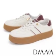 【DIANA】舒適線條免綁帶厚底休閒小白鞋(酒紅)