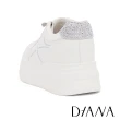 【DIANA】燙鑽植絨拼接免綁帶厚底休閒鞋(銀色)
