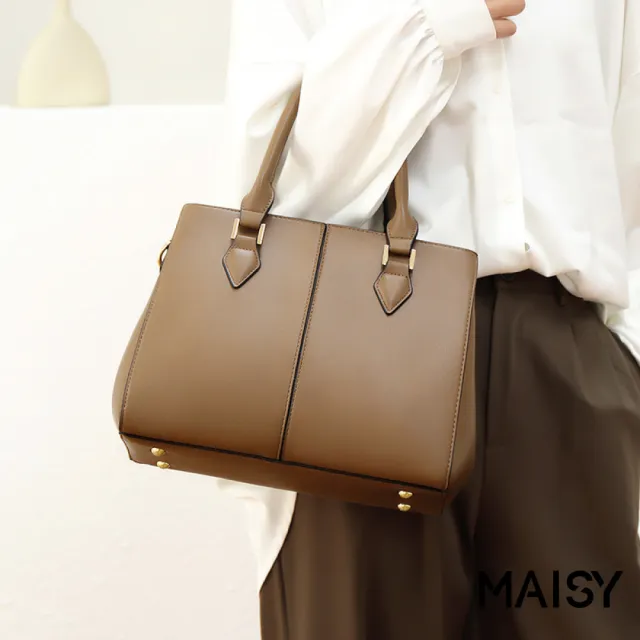 【MAISY】歐美時尚氣質大容量皮革手提包 斜背包(卡其/綠/黑)
