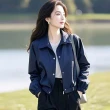 【初色】通勤休閒寬鬆短版長袖連帽風衣外套女外套-8款任選-15169(M-2XL可選)