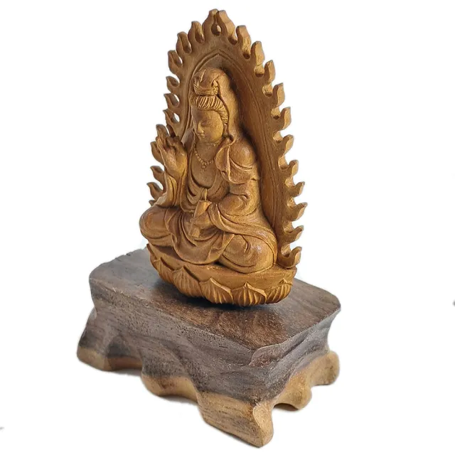 【十方佛教文物】觀自在菩薩{老山檀}木雕精品(吉祥平安如意)