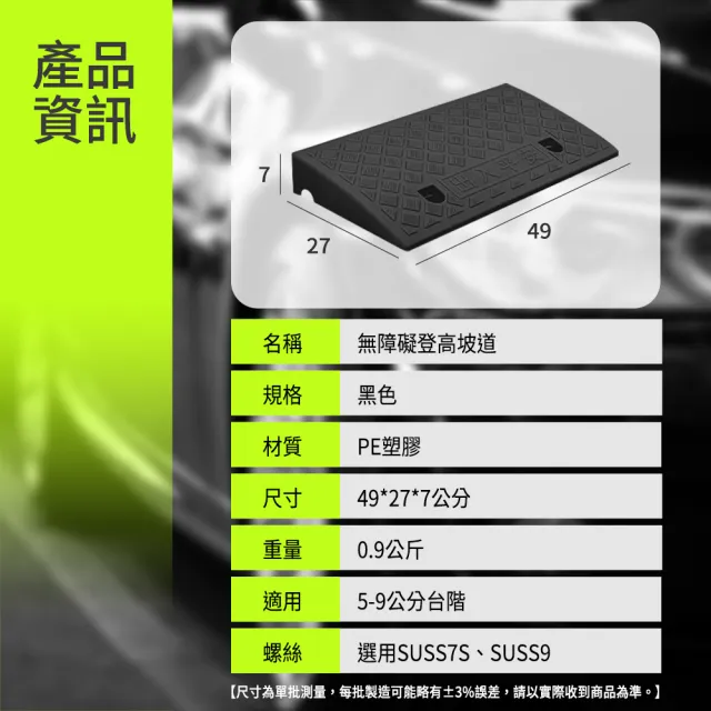 【工具達人】台階墊 塑膠三角墊 汽車爬坡板 輪椅斜坡板 登高坡 無障礙斜坡墊 塑料斜坡墊(190-HBA072749B)