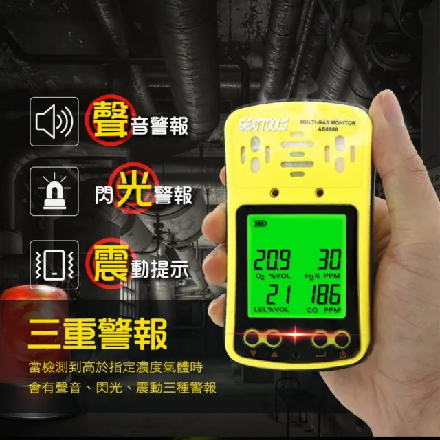 【錫特工業】四用氣體偵測器 濃度警報 空氣檢測 緊急應變器材 氧氣 四合一氣體檢測儀(MET-GD4SB 頭手工具)