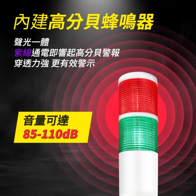 【工具達人】雙色警示燈 報警燈 紅綠報警燈 工程警示燈 LED 蜂鳴 雙層警示燈機台工程警示燈(190-RGLB12V)