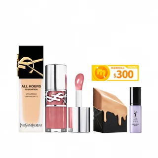 【YSL】官方直營 恆久完美持妝嫩唇彩妝組(午夜粉底+情挑誘光嫩唇凍)