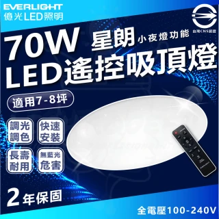 【Everlight 億光】單入 70W 星朗 LED遙控吸頂燈 調光調色 調光吸頂燈 LED吸頂燈(內附遙控器 7-8坪)