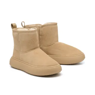 【MELROSE】美樂斯 率性可愛純色牛麂皮厚底短靴(杏)