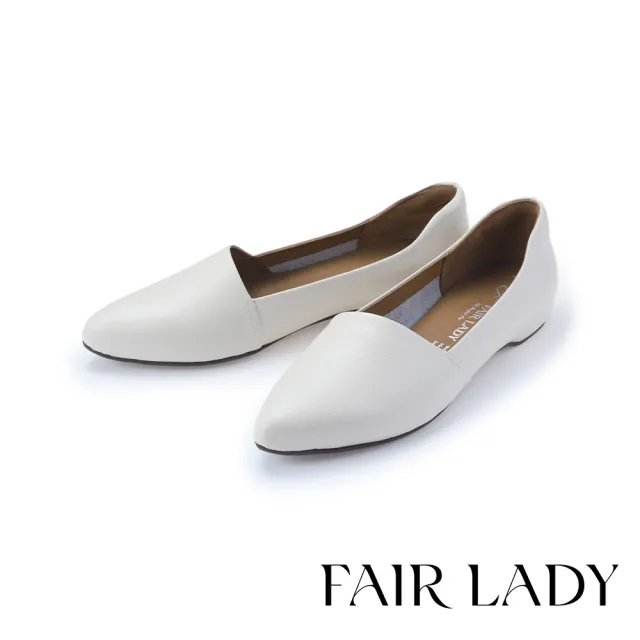 【FAIR LADY】小時光 質感荔紋真皮內增高平底鞋(香草/501285 女鞋)