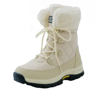 【nono house】an.an 禦寒菱格紋防潑水中筒雪靴(米)