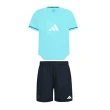 【adidas 愛迪達】兒童套裝《兩套》-吸濕排汗短袖+透氣五分褲(大童 短T 短褲 抑菌 抑味 彈性 透氣 快乾)
