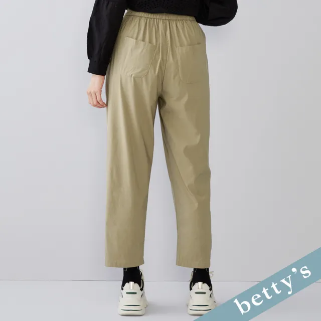 【betty’s 貝蒂思】出清品  腰鬆緊特色三角剪裁休閒長褲(駝色)