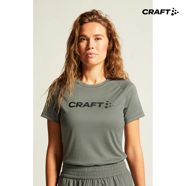 【CRAFT】女款 CORE ESSENCE LOGO TEE W 運動短袖上衣 綠色(1911785-647000)