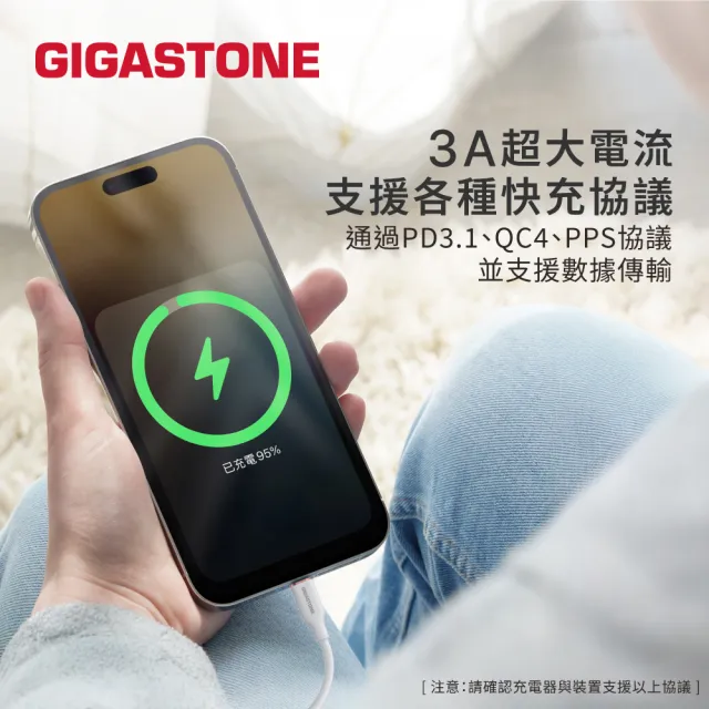【Gigastone 立達國際】60W Type-C to C磁吸快充傳輸線CC-7801W 2入組(iPhone16/17/手機/筆電/平板快充線)
