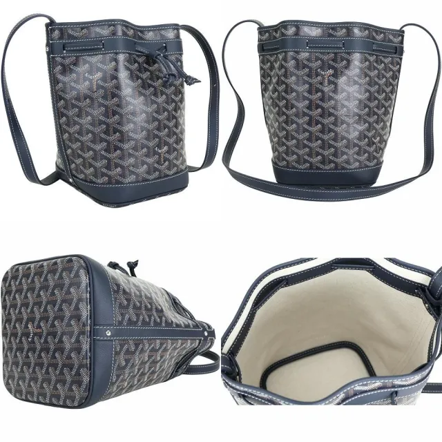 【GOYARD 高雅德】Petit Flot 塗層帆布抽繩斜背水桶包-3色可選(水桶包 斜背包)