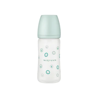 【MOYUUM】韓國 寬口矽膠玻璃奶瓶-微笑泡泡(240ml)