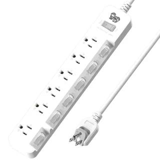 【雙手萬能】斜面7切6座3P延長線-120公分/4尺(旋轉平貼插頭/2入組)