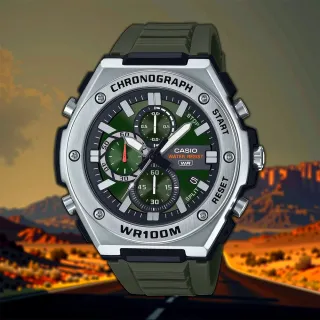【CASIO 卡西歐】運動風三眼計時手錶-墨綠 學生錶 過年禮 生日禮物(MWA-300H-3AV)
