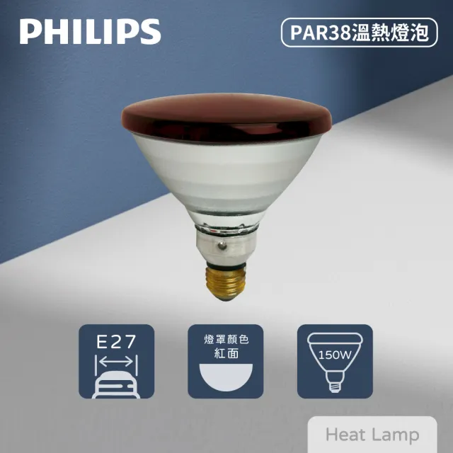 【Philips 飛利浦】2入組 PAR38E 150W E27 紅外線燈泡 溫熱燈泡 加熱燈泡 熱敷 保溫 歐洲製