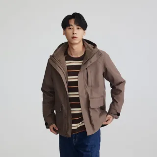 【Timberland 官方旗艦】男款咖啡色三合一防潑水連帽外套(A6BNCBK0)