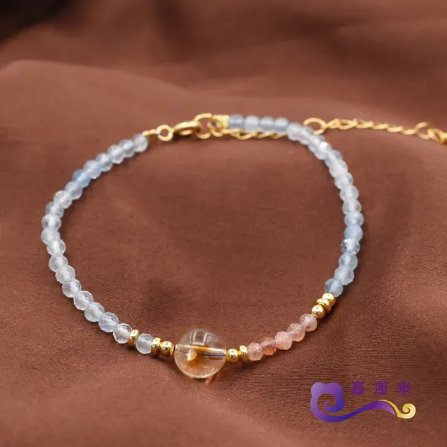 【鑫運來】◎海藍寶黃水晶鑽切手鍊