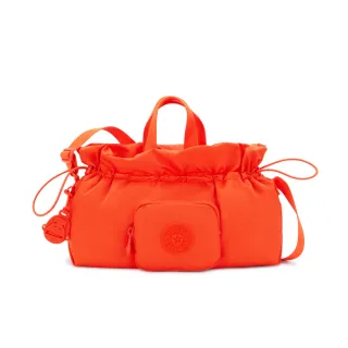 【KIPLING官方旗艦館】『拉拉包』亮橘色輕盈束口手提側背包-ELZA