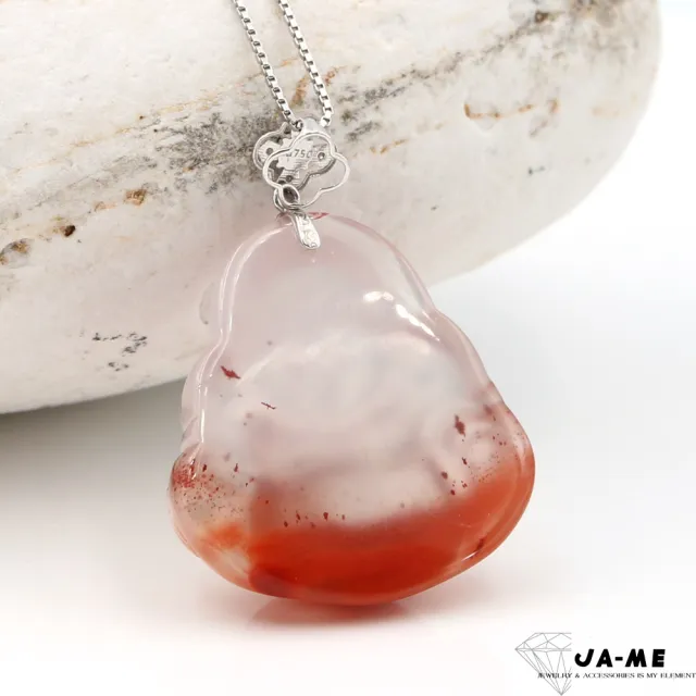 【JA-ME】天然保山南紅 精品冰飄花彌勒佛18k金吊墜