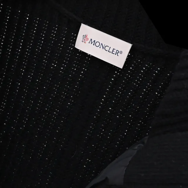 【MONCLER】簡約品牌LOGO雙向拉鍊加襯羊毛羽絨背心開襟衫外套(黑)