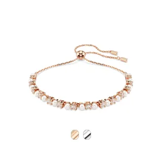 【SWAROVSKI 施華洛世奇】Matrix Tennis 手鏈 水晶珍珠 圓形切割 白色 鍍白金色/鍍玫瑰金(2色任選)