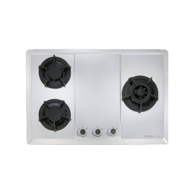 【SAKURA 櫻花】三口不鏽鋼大面板易清檯面爐(G2633S 原廠技師安裝 保固服務)