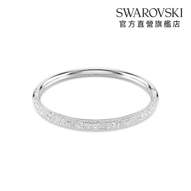 【SWAROVSKI 施華洛世奇】Meteora 手鐲 雪花密鑲 白色 鍍白金色/鍍玫瑰金色(2色任選_情人節禮物)
