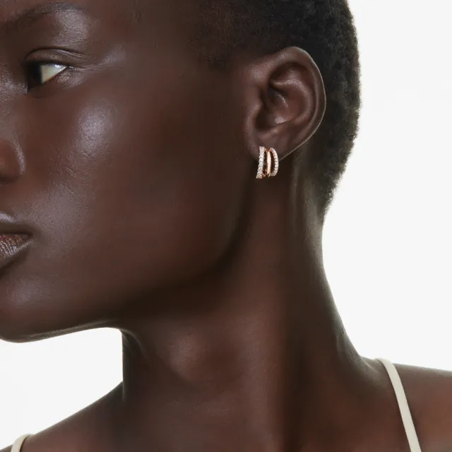 【SWAROVSKI 施華洛世奇】官方直營 Hyperbola 耳環 混合式切割  鍍玫瑰金色 | 5698702