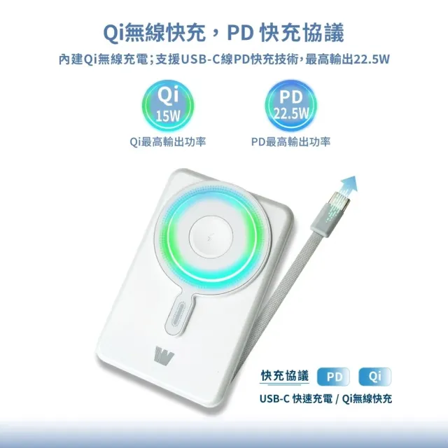 【Wephone】10000mAh 22.5W 五合一磁吸無線多功能行動電源(手機/手錶/耳機)