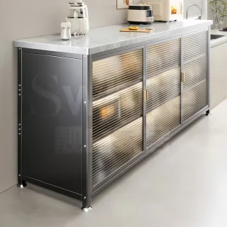 【靚白家居】岩板六層對開門餐廚櫃 120公分 S584(餐櫃 電器櫃 餐邊櫃 中島櫃 廚房置物櫃 置物櫃 收納櫃)