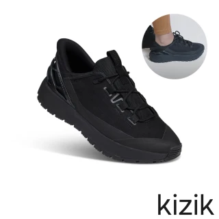 【KIZIK】健走鞋 運動鞋 男女鞋 瓦薩奇Wasatch 防潑水 回彈 秒穿 免手穿科技 黑 DWASBK02