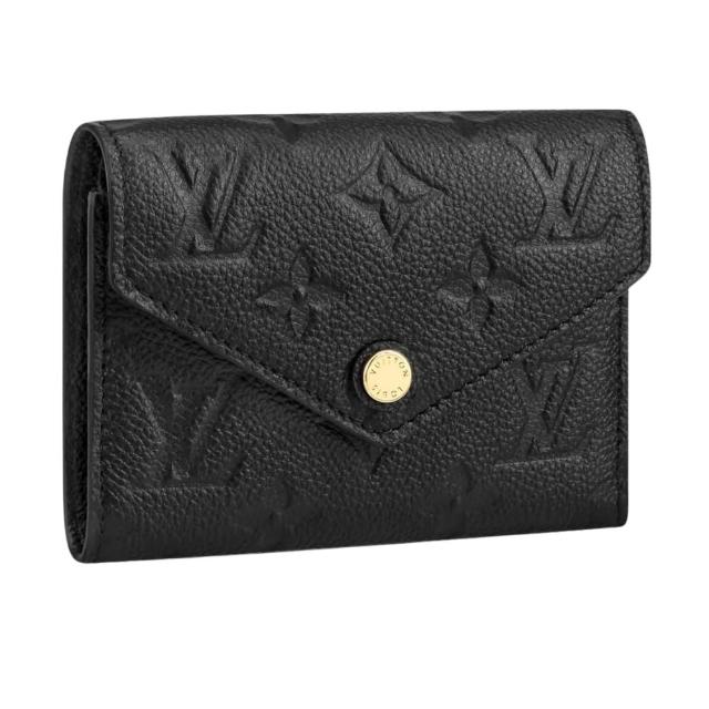 【Louis Vuitton 路易威登】VICTORINE 壓花滿版老花 黑色 三摺短夾 錢包(M64060)
