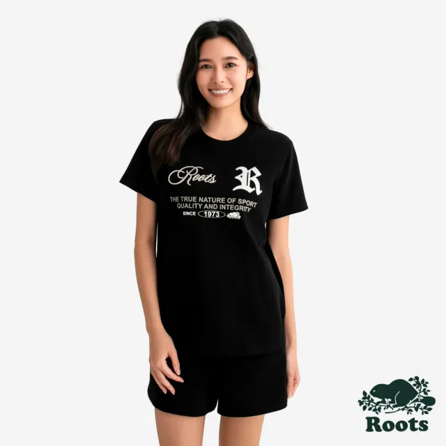 【Roots】Roots女裝- FUTURE SCRIPT CLASSIC 短袖上衣(黑色)