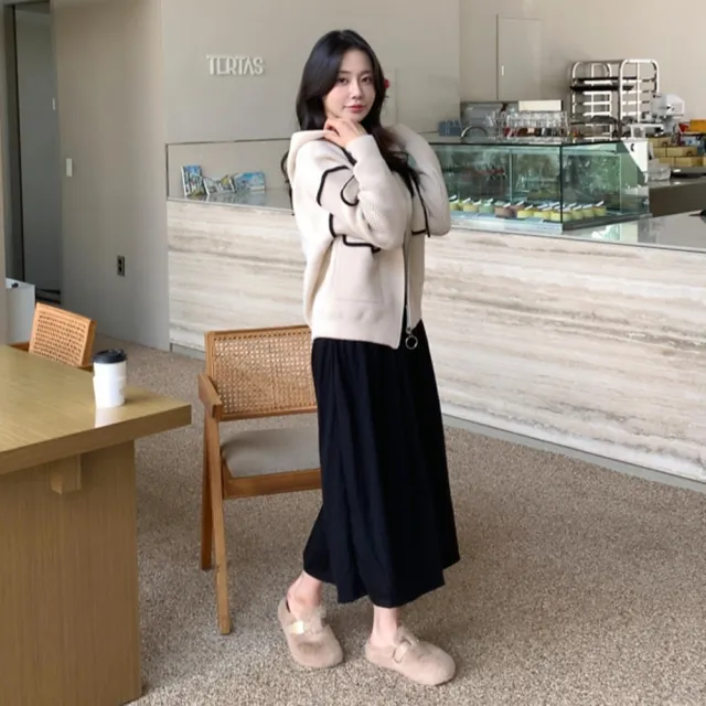 【baibeauty 白鳥麗子】百搭毛呢拼接口袋拉鍊連帽長袖外套(夾克)