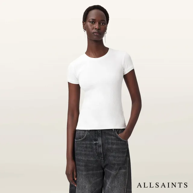 【ALLSAINTS】GIA 羅紋短袖T恤-白 W026JD(修身版型)