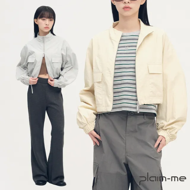 【plain-me】SAAKO 外套 女生外套 短版外套 雙拉鍊 澎袖立領_SAA1122-252