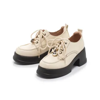 【FAIR LADY】日本京都聯名 HAPPYFACE 率性綁帶厚底樂福鞋(奶油/5A2980 女鞋)