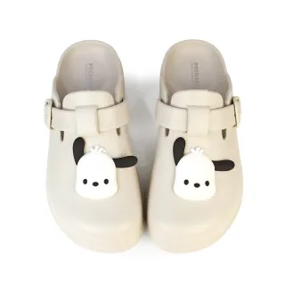 【HELLO KITTY】POCHACCO 帕恰狗 防水拖鞋 包頭拖鞋 穆勒鞋 雨鞋 寬楦 護趾 輕量(米色)