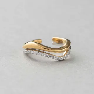 【ete】網路限定-閃耀鑽飾耳釦戒指(金色)