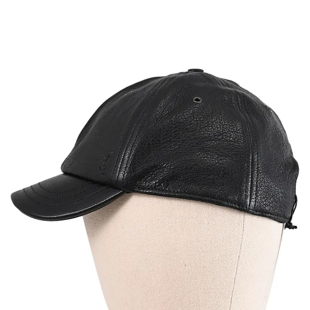 【YSL】簡約經典烙印LOGO小羊皮時尚遮陽帽棒球帽(黑)