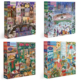 【eeBoo】1000 Piece Puzzle 1000片拼圖 I15.(聖誕節Christmas幼兒童大人成人桌遊遊戲拼圖- 四款可選)