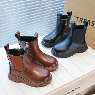 【橘魔法】兒童素面切爾西短靴(皮靴 靴子 童鞋 鞋子 中性款 男童 女童 兒童 童裝)