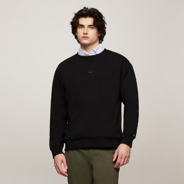 【TOMMY HILFIGER】官方旗艦館 同色調刺繡Logo大學T_黑色