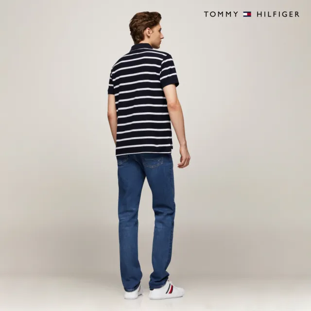 【TOMMY HILFIGER】官方旗艦館 精緻條紋彈性 Polo 衫_藍色